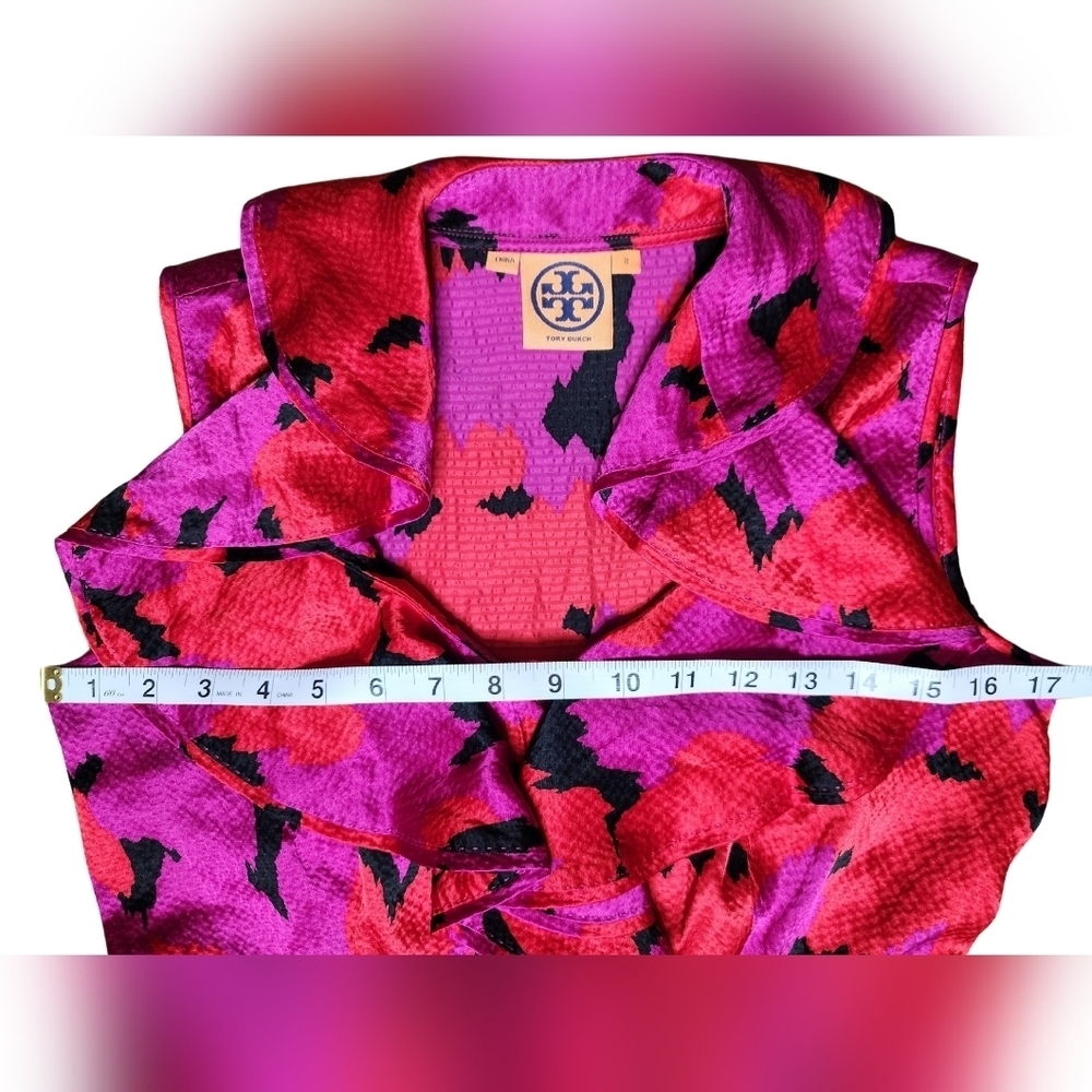100% Silk Collared Ruffle Blouse, Size 2 (small) - Picture 2 of 5